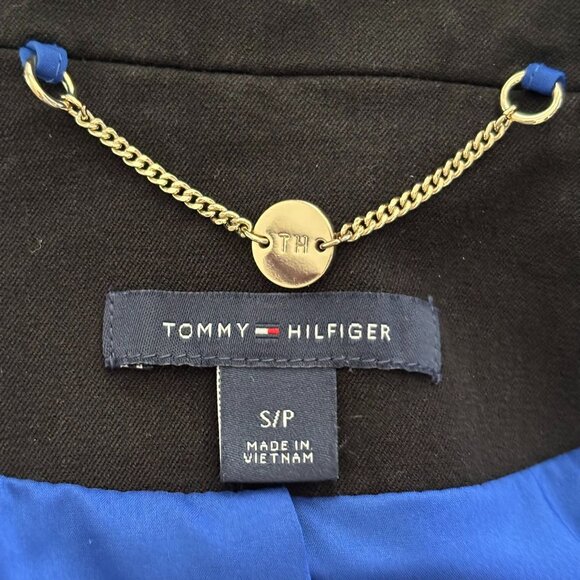 Tommy Hilfiger Black Sleeveless Moto Vest Size Small Gold Zippers Snap Buttons - Picture 6 of 7